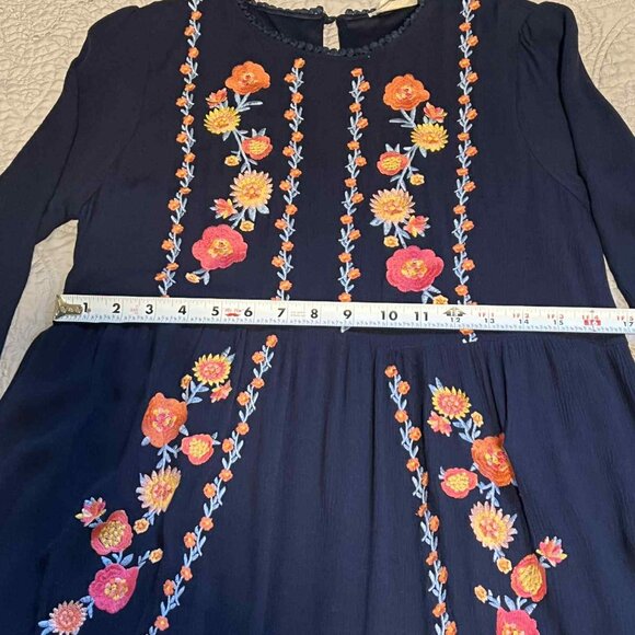 Savanna Jane Puff Sleeve Dress Pink Blue Embroidery Size S - Picture 3 of 11